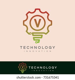 technology innovation initial Letter V Logo design