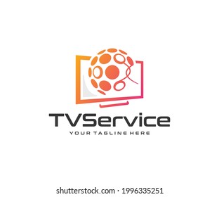 Technology and innovation logo design. Television technology vector design. Multimedia entertainment logotype