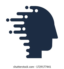 Technology Innovation Logo Human Head Icon Flat Isolated, Techno Logo Human Head Vector Illustration. Artificial Intelligence and Digital Communication Concept
