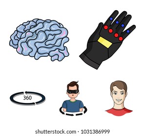Technology, innovation, man, complemented .Virtual reality set collection icons in cartoon style vector symbol stock illustration web.