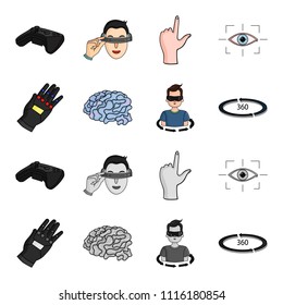 Technology, innovation, man, complemented .Virtual reality set collection icons in cartoon,monochrome style vector symbol stock illustration web.