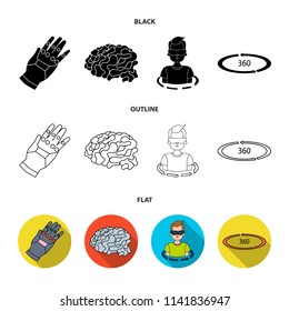 Technology, innovation, man, complemented .Virtual reality set collection icons in black,flat,outline style vector symbol stock illustration web.