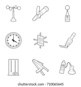 Technology instrument icons set. Outline set of 9 technology instrument vector icons for web isolated on white background