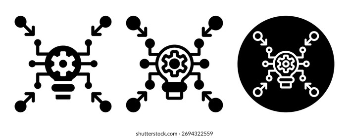 Glifo de coleção de ícones de integração de tecnologia e ilustração de vetor misto