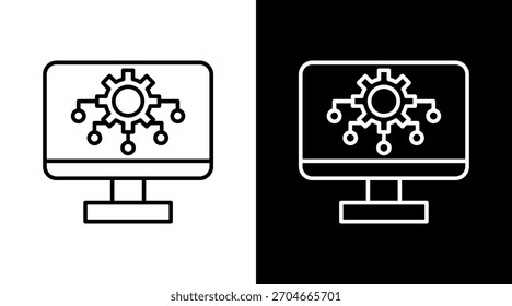 Technology Integration White Icon Set Design