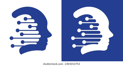 technology intelligence logo design, design head icon vector illustration