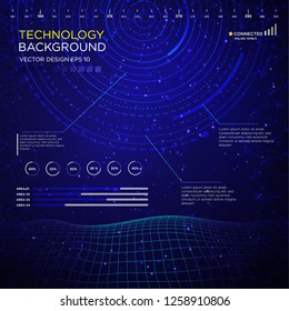 technology interface backgound with abstract circle and modern networking concept use for web banner and startup business cover, template, science, cryptocurrency, ecommerce design vector eps 10
