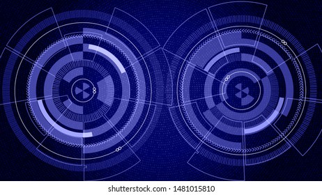 Technology interface visualization. Elements with lines, circles and dots array. Technology interface connection complex. Visual concept. Graphic abstract background. Vector illustration. Eps 10