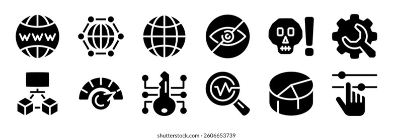 Technology and internet icon set. Silhouette style.