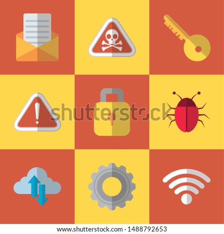 technology internet security virus bug key padlock wifi cloud vector illustration