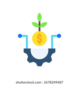 Ilustración vectorial plana del icono de la inversión de la Tecnología