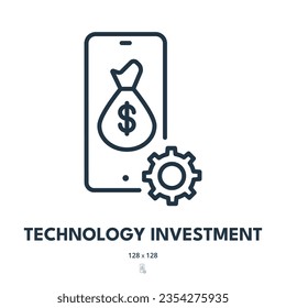 Technology Investment Icon. Innovation, Fintech, Tech. Editable Stroke. Simple Vector Icon