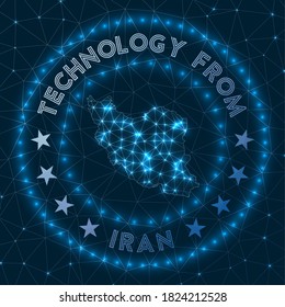 Technology From Iran. Futuristic geometric badge of the country. Technological concept. Round Iran logo. Vector illustration.