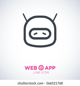 technology isolated minimal icon. sad robot graph line vector icon for websites and mobile minimalistic flat design. 