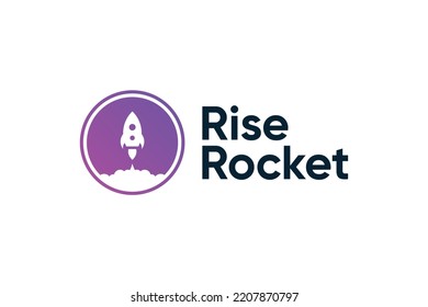 Technology isolated rocket logo design in purple gradient