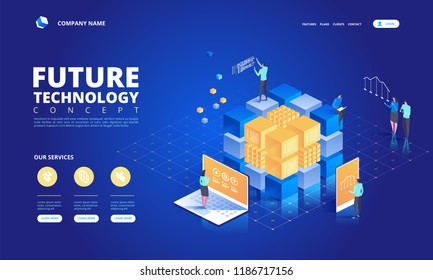 Technology isometric concept. Abstract future high tech vector illustration