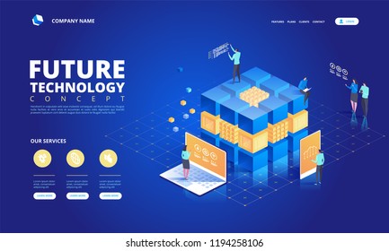Technology isometric concept. Abstract future high tech vector illustration