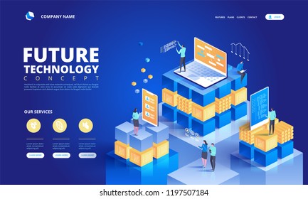 Technisches isometrisches Konzept. Abstrakte künftige High-Tech-Vektorgrafik