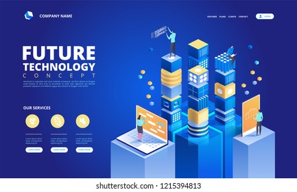 Technisches isometrisches Konzept. Abstrakte künftige High-Tech-Vektorgrafik
