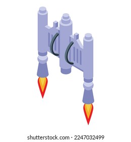 Technology jetpack icon isometric vector. Fire jet. Space model