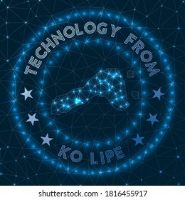 Tecnología De Ko Lipe. Bandera geométrica futurista de la isla. Concepto tecnológico. Logo de Round Ko Lipe. Ilustración vectorial.