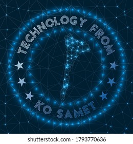 Technology From Ko Samet. Futuristic geometric badge of the island. Technological concept. Round Ko Samet logo. Vector illustration.