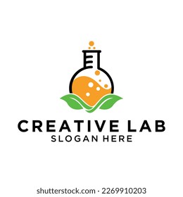 technology lab logo illustration, lab company creative orbit