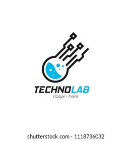 Technology laboratory logo design emblem template. Modern health system information vector illustration on white background