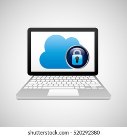 technology laptop cloud protection safety vector illustration eps 10