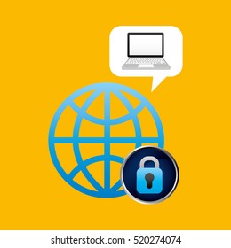 technology laptop global data protection safety vector illustration eps 10