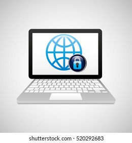 technology laptop global data protection safety vector illustration eps 10