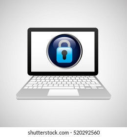 technology laptop padlock protection safety vector illustration eps 10