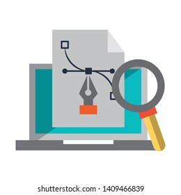 technology laptop software tools cartoon vector illustration graphic design