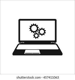 Technology latop and gears icon