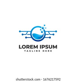 Technology Wäscherei mit Foam Bubbles Optics Logo Vektorillustration Symbol Illustration