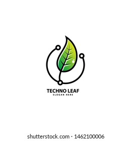 Technology Leaf Logo Design Icon