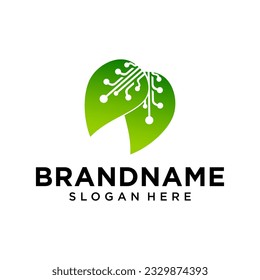 technology leaf logo design inspiration