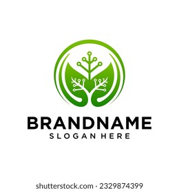 inspiración en el diseño del logotipo de hoja de tecnología