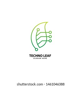 Technology Leaf Logo Design Outline