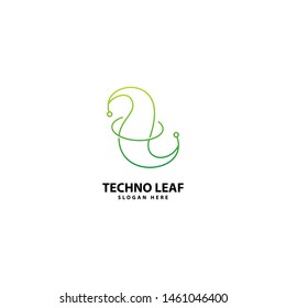 Technology Leaf Logo Design Outline
