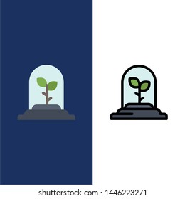 Technology, Leaf, Plant  Icons. Flat and Line Filled Icon Set Vector Blue Background