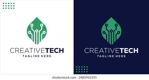 Technology leaf tree logo design template, Design Inspiration, Illustration, Vector