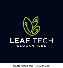 Technology leaf vector logo vector icon technology leaf shaped illustration sophistication logo temp