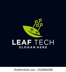 Technology leaf vector logo vector icon technology leaf shaped illustration sophistication logo temp