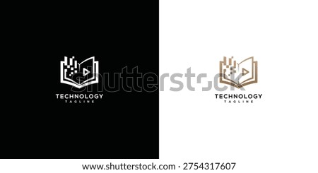 Technology Learning Logo Digital Education Online Course E-learning Book Icon Design.