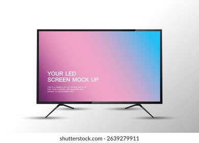 Technology LED TV screen mock up on white background. A TV wide screen mock up used in advertising space for mornitor vector and illustration
