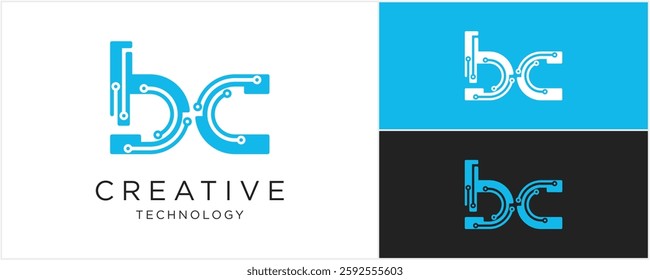 Technology Letter BC Logo Abstract vector illustration