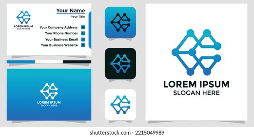 technology letter C design logo and branding card