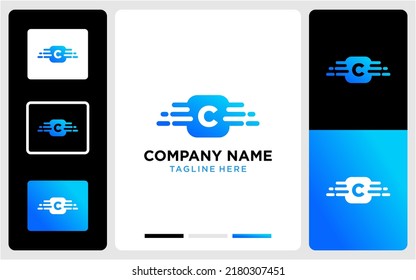 Diseño del logotipo de letra c de tecnología