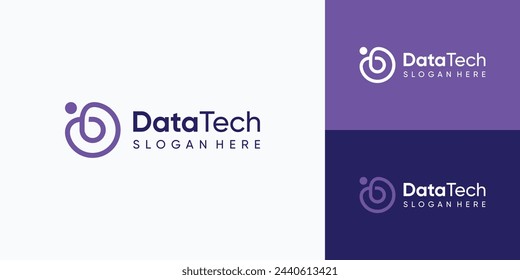 Diseño del logotipo del vector de la línea inicial de la letra D de la tecnología con estilo moderno, simple, limpio y abstracto.
